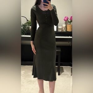 Ribbed Midi Long Sleeve Dress
